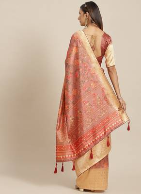 Serona fabrics women's banasari zari weaving silk saree with blouse 2