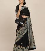 Serona fabrics women's vichitra silk zari embroidery work saree with blouse