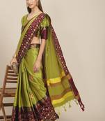 Serona fabrics women's cotton silk sequins embroidery work saree with blouse