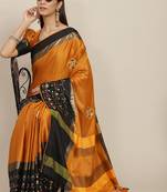 Serona fabrics women's cotton silk sequins embroidery work saree with blouse