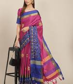 Serona fabrics women's cotton silk sequins embroidery work saree with blouse