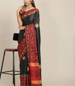 Serona fabrics women's cotton silk sequins embroidery work saree with blouse