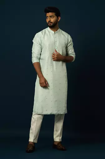 Paled turquoise awla work kurta set