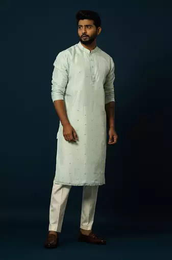 Paled turquoise awla work kurta set