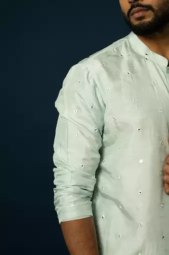 Paled turquoise awla work kurta set