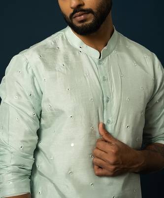 Paled turquoise awla work kurta set 5