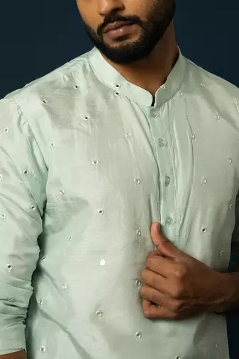 Paled turquoise awla work kurta set
