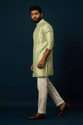 Spring green pintuck kurta set