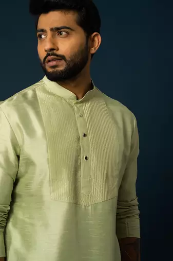 Spring green pintuck kurta set