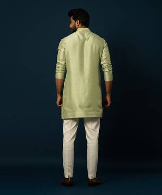 Spring green pintuck kurta set 5