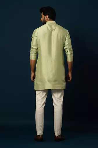 Spring green pintuck kurta set