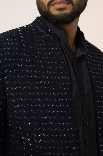 Navy blue open jacket set