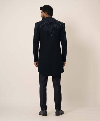 Navy blue open jacket set 5