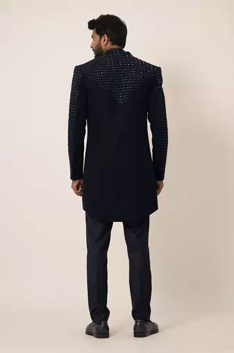 Navy blue open jacket set