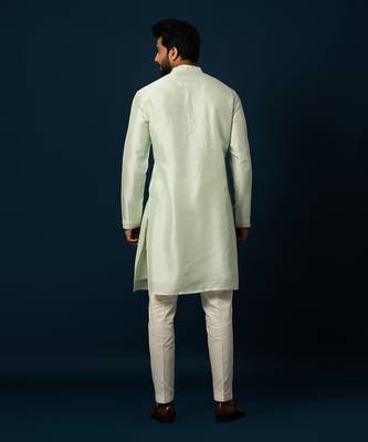 Powdery green stitch lines kurta set 5