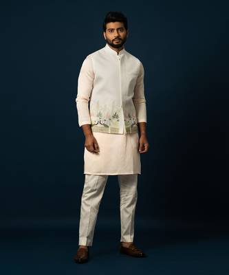 Ivory terrestrial kurta nehru set 1