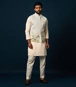Ivory terrestrial kurta nehru set