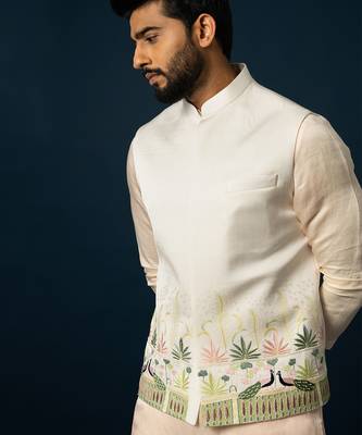 Ivory terrestrial kurta nehru set 4