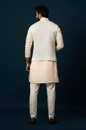 Ivory terrestrial kurta nehru set