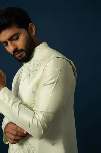 Tender leaf embroidered kurta jacket set