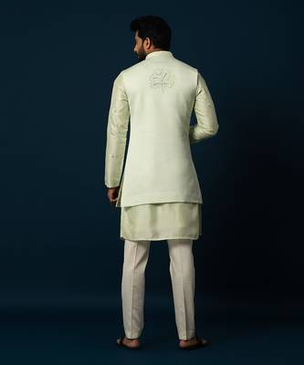 Tender leaf embroidered kurta jacket set 5