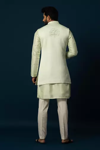 Tender leaf embroidered kurta jacket set