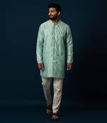 Sea green chain stitch kurta set