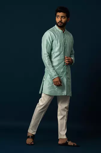 Sea green chain stitch kurta set