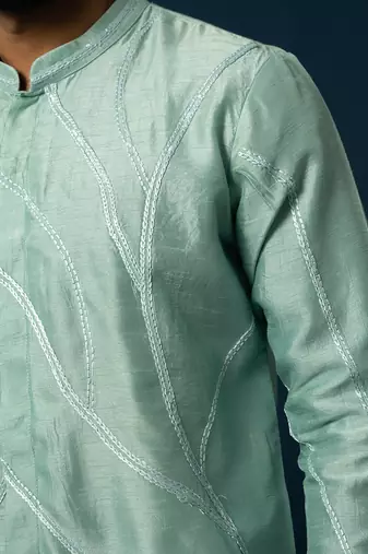 Sea green chain stitch kurta set