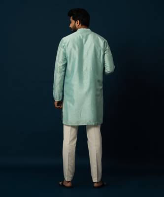 Sea green chain stitch kurta set 5
