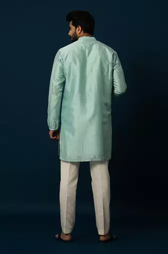 Sea green chain stitch kurta set
