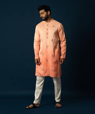 Ombre coral kurta set 1