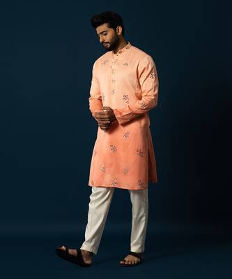 Ombre coral kurta set 2