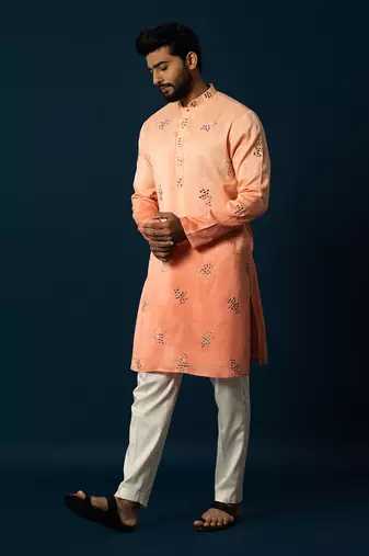 Ombre coral kurta set