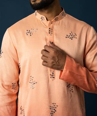 Ombre coral kurta set 3