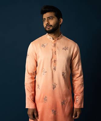 Ombre coral kurta set 4