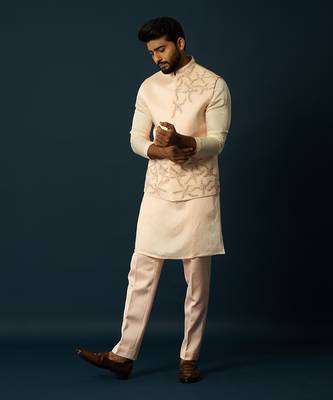 Blush tangerine floral kurta and jacket set 2
