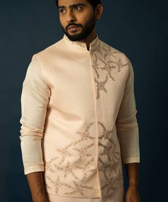 Blush tangerine floral kurta and jacket set 3