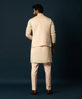 Blush tangerine floral kurta and jacket set 4