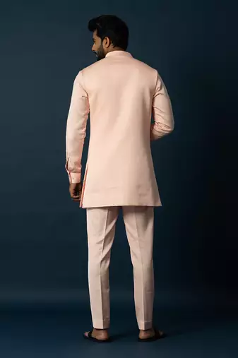 Light titian floral kurta & long jacket set