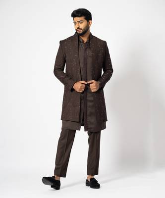 Burnt sienna open jacket set 2