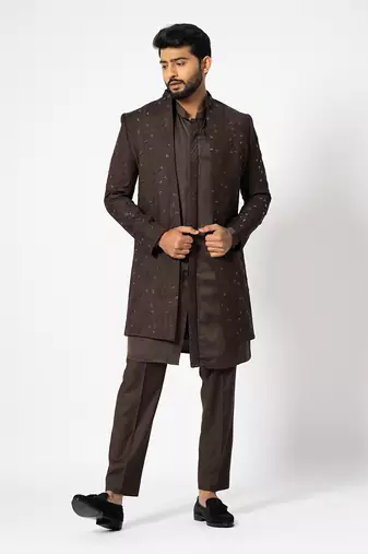 Burnt sienna open jacket set