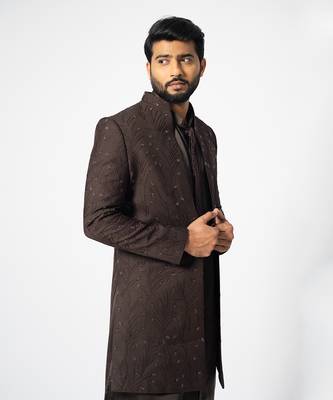 Burnt sienna open jacket set 4