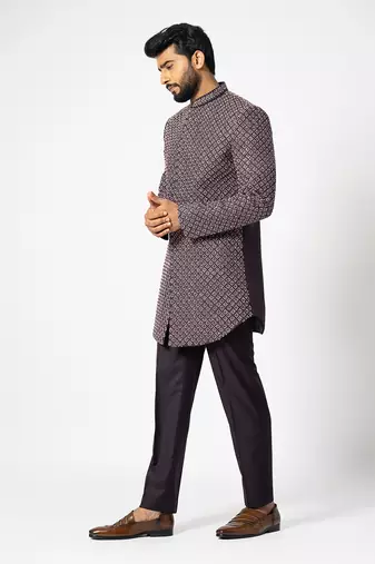 Merlot wine short achkan set