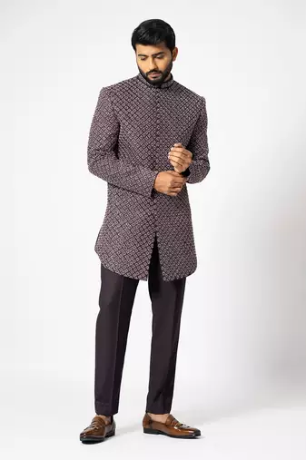 Merlot wine short achkan set
