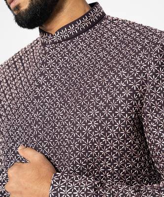 Merlot wine short achkan set 4