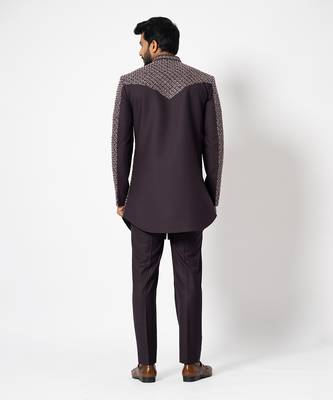 Merlot wine short achkan set 5