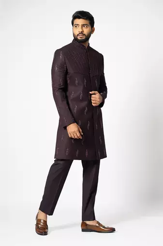 Carob double-tier achkan set