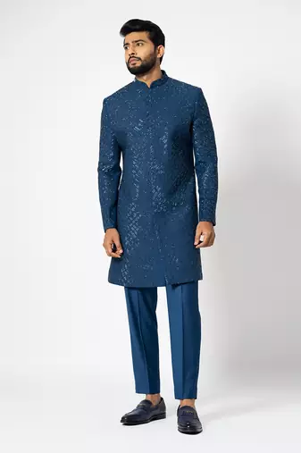 Azure bling achkan set