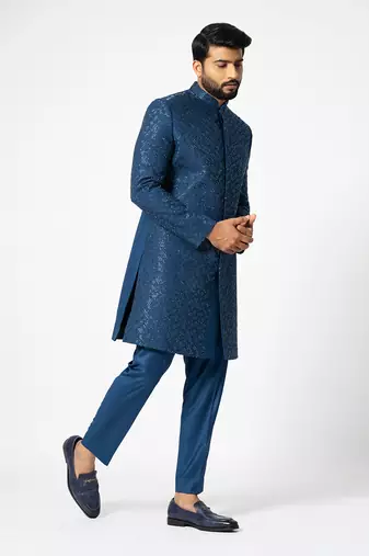Azure bling achkan set